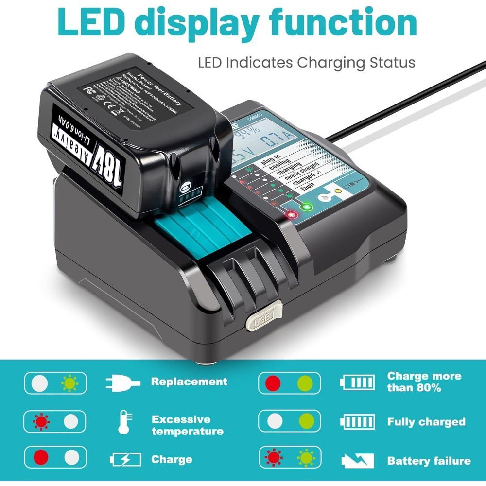 Makita Drill Hp1640 - Carregador super rápido de íon-lítio DC18RF